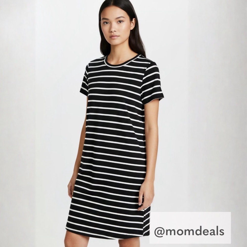 LulaRoe Carly Midi Dress High Low Hem Stretchy Comfortable Black & White S 6-8